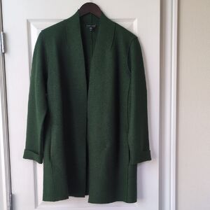 Eileen Fisher Emerald Green Boiled Wool Cardigan